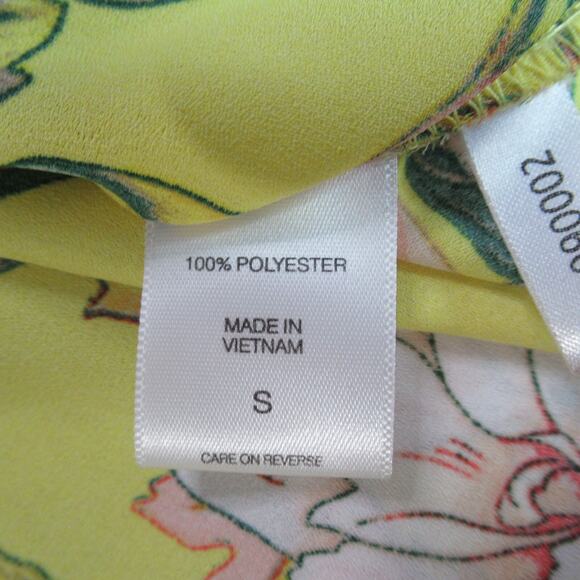 Soho Jeans Top Womens Small Butter Yellow Floral Sleeveless Blouse Work Resort - Picture 8 of 9